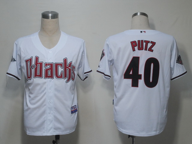 Diamondbacks #40 J.J Putz White Cool Base Stitched Jersey - Zenithce