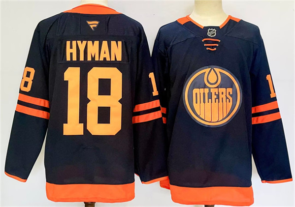 Edmonton Oilers #18 Zach Hyman Navy 2024-25 Stitched Jersey - Zenithce