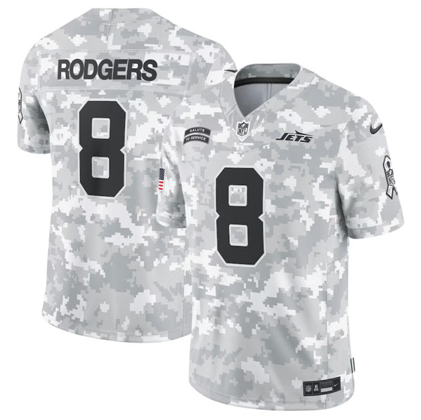 New York Jets #8 Aaron Rodgers Arctic Camo 2024 F.U.S.E. Salute To Service Limited Stitched Jersey - Zenithce