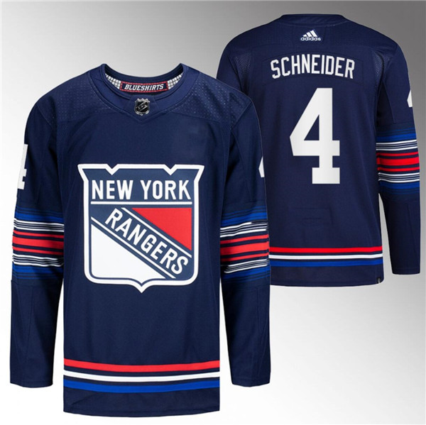 New York Rangers #4 Braden Schneider Navy Stitched Jersey - Zenithce
