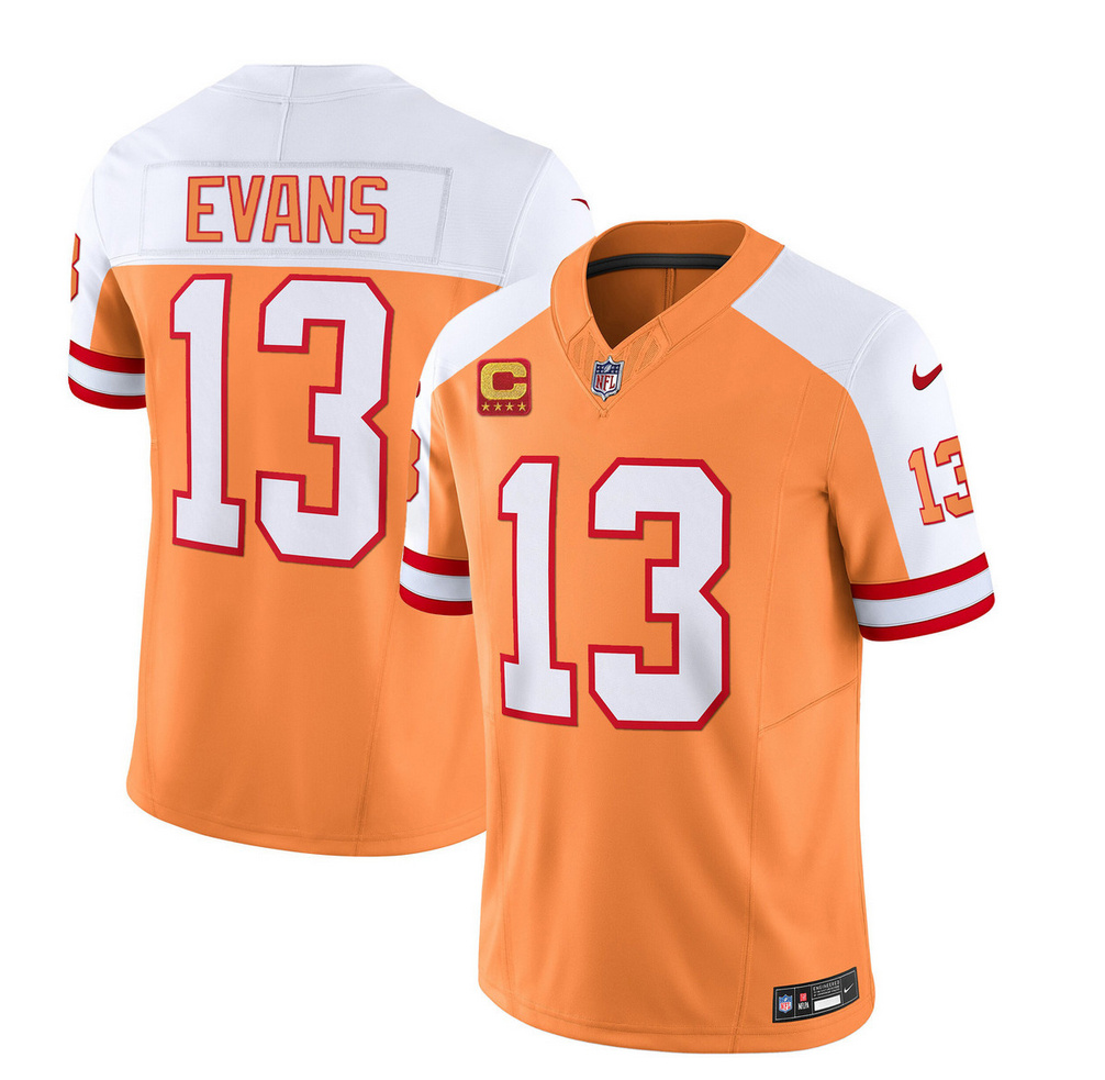 Tampa Bay Buccaneers #13 Mike Evans 2023 F.U.S.E. White Gold With 4-Star C Patch Throwback Limited Stitched Jersey - Zenithce