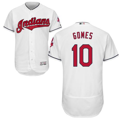 Indians #10 Yan Gomes White Flexbase Authentic Collection Stitched Jersey - Zenithce