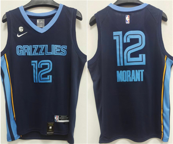 Memphis Grizzlies #12 Ja Morant Navy With NO.6 Patch Stitched Jersey - Zenithce
