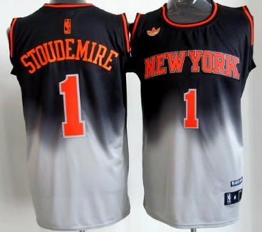 New York Knicks #1 Amare Stoudemire Black/Gray Fadeaway Fashion Jersey - Zenithce