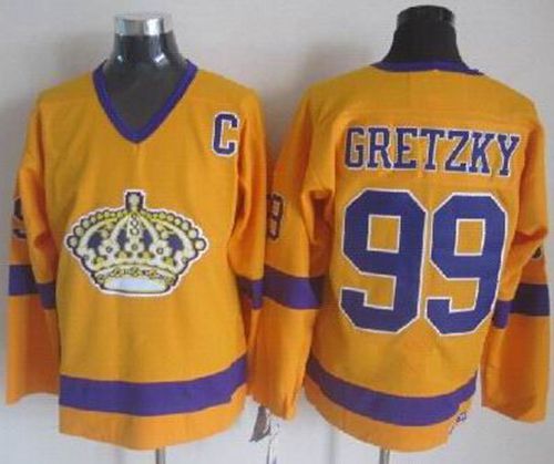 Kings #99 Wayne Gretzky Yellow CCM Throwback Stitched Jersey - Zenithce