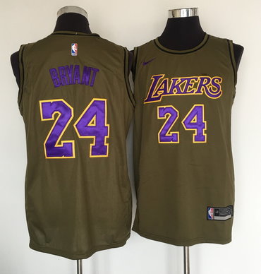 Los Angeles Lakers #24 Kobe Bryant Olive Swingman Jersey - Zenithce