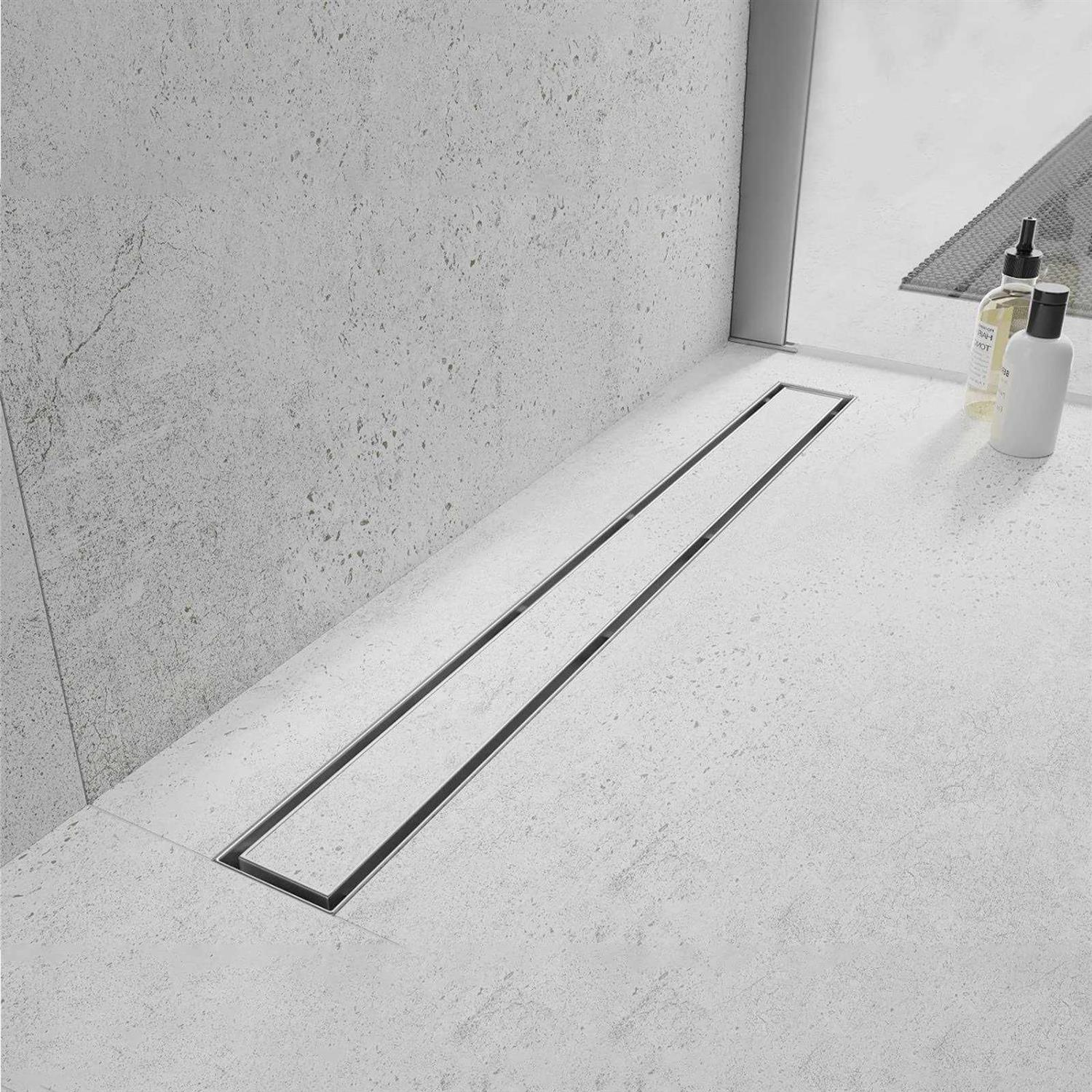 Elefloom Linear Shower Drain Shower Drain with 2-in-1 Tile Insert Cover - Zenithce