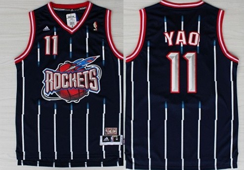 Houston Rockets #11 Yao Ming ABA Hardwood Classic Swingman Navy Blue Jersey - Zenithce