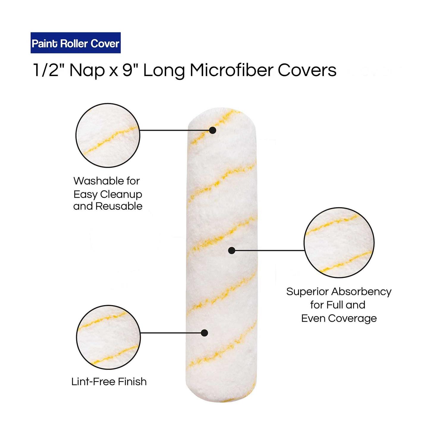 Pro Grade Paint Roller Covers 1/2 X 9 Inch Microfiber - Zenithce