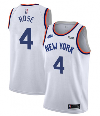 New York Knicks #4 Derrick Rose White 2021-2022 City Edition Stitched Jersey - Zenithce