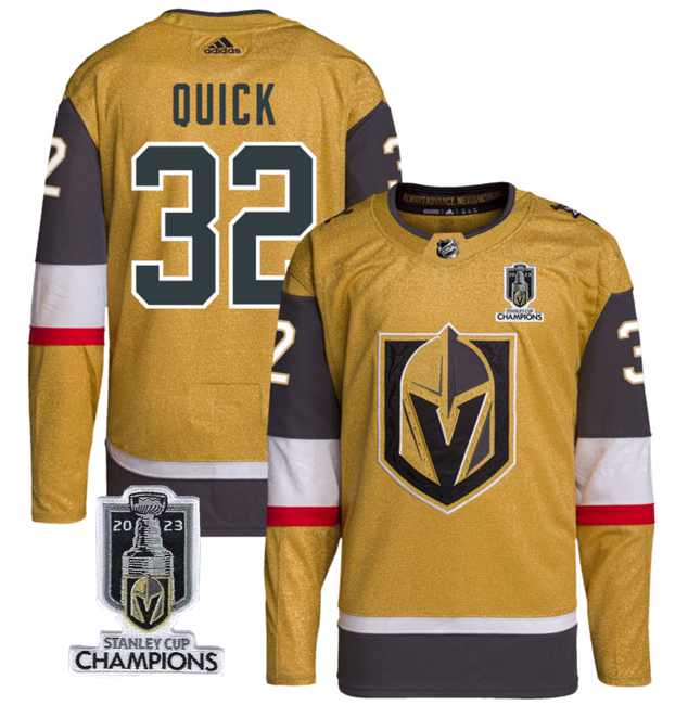 Vegas Golden Knights #32 Jonathan Quick Gold 2023 Stanley Cup Champions Stitched Jersey - Zenithce