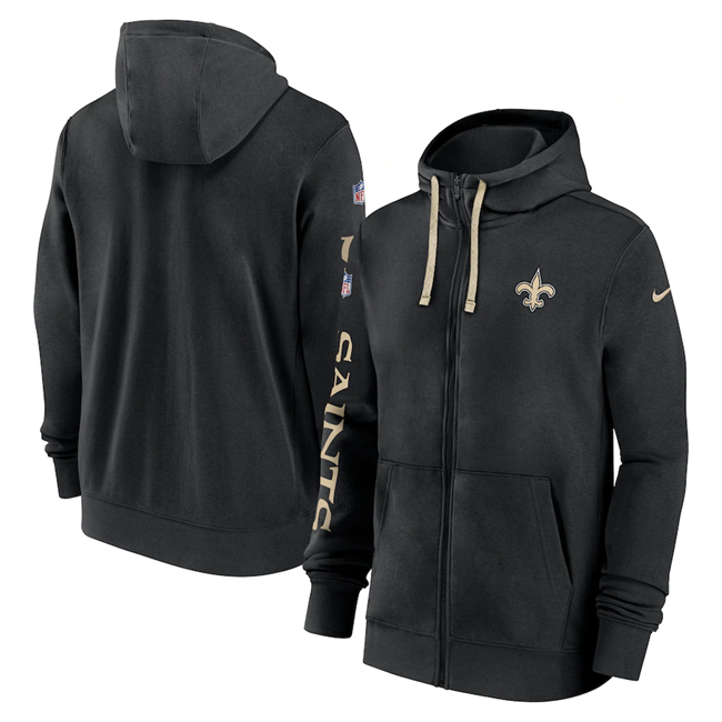 New Orleans Saints Black 2024 Team Full-Zip Hoodie - Zenithce