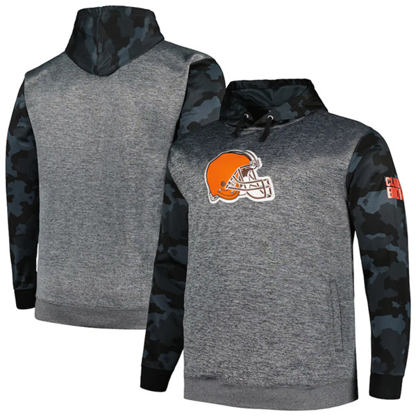 Cleveland Browns Heather Charcoal Big Tall Camo Pullover Hoodie - Zenithce