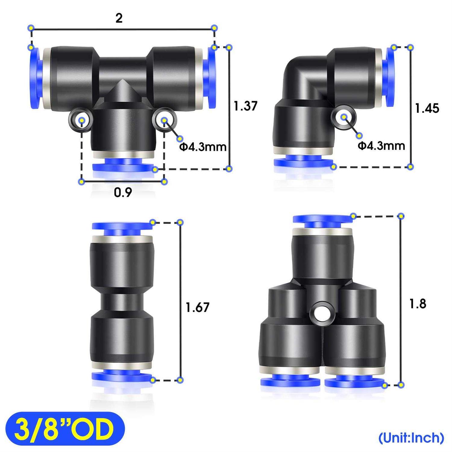 Tailonz Pneumatic od Push to Connect Fittings Pneumatic Fittings Kit Straight - Zenithce