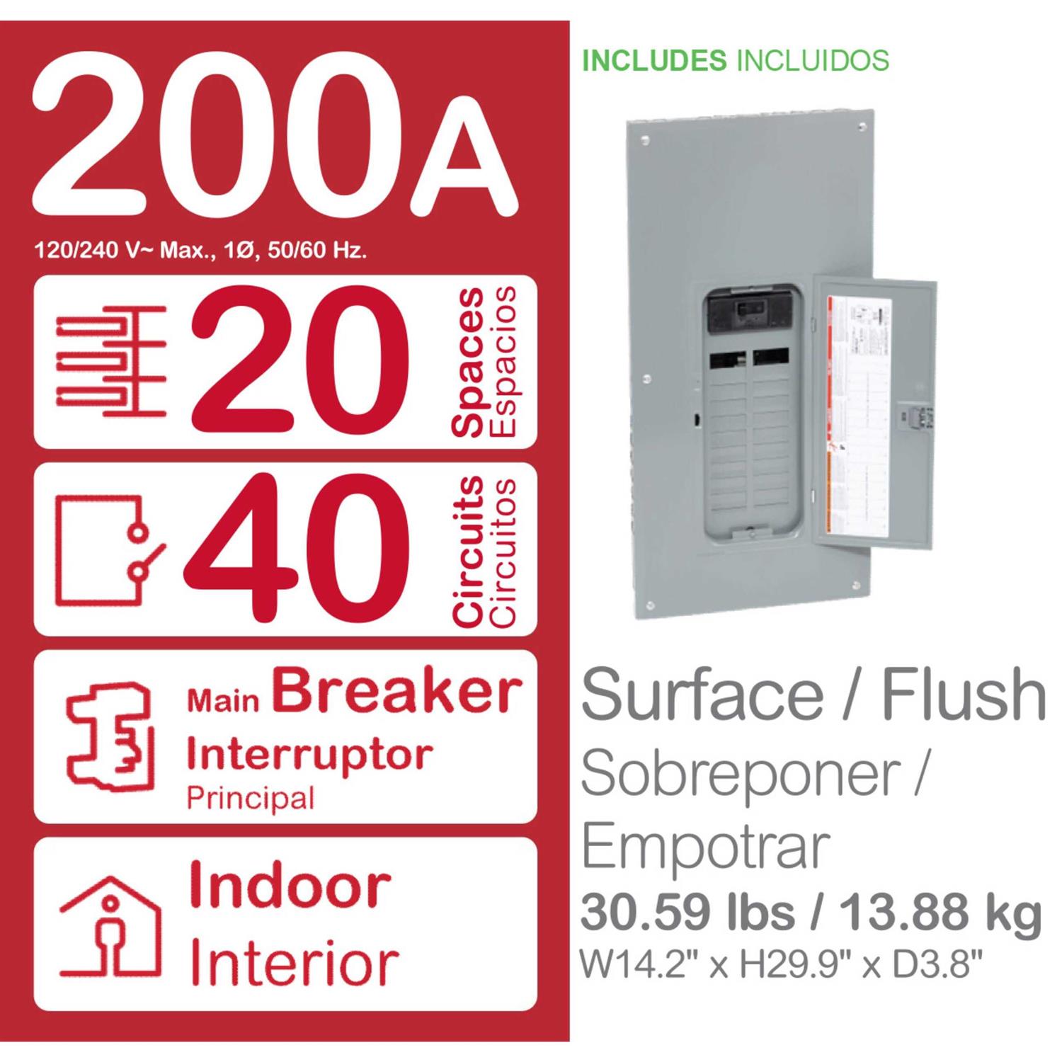 Square D HOM2040M100PC Homeline Main Breaker Load Center - Zenithce