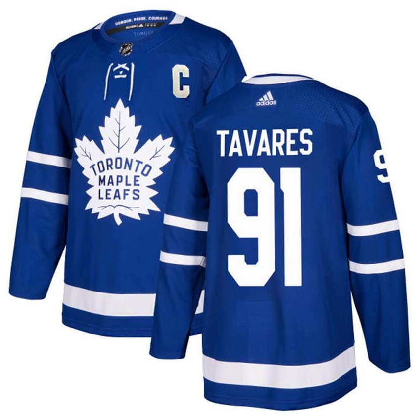 Toronto Maple Leafs #91 John Tavares Blue With C Patch Adidas Stitched Jersey - Zenithce