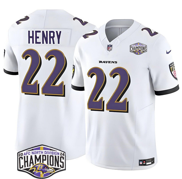 Baltimore Ravens #22 Derrick Henry White F.U.S.E. 2024 AFC North Division Champions Vapor Limited Jersey - Zenithce