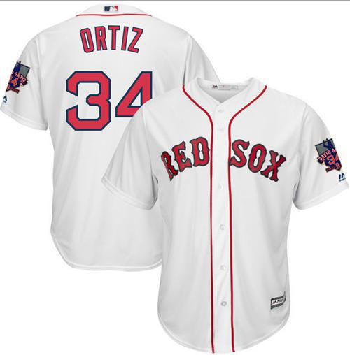 Red Sox #34 David Ortiz White New Cool Base With Retirement Patch Stitched Jersey - Zenithce