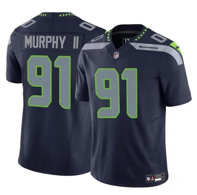 Seattle Seahawks #91 Byron Murphy II Navy 2024 Draft F.U.S.E Vapor Limited Stitched Jersey - Zenithce