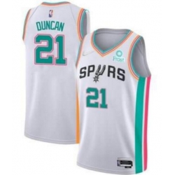 San Antonio Spurs Tim Duncan 2022 White City Diamond 75th Anniversary Jersey - Zenithce