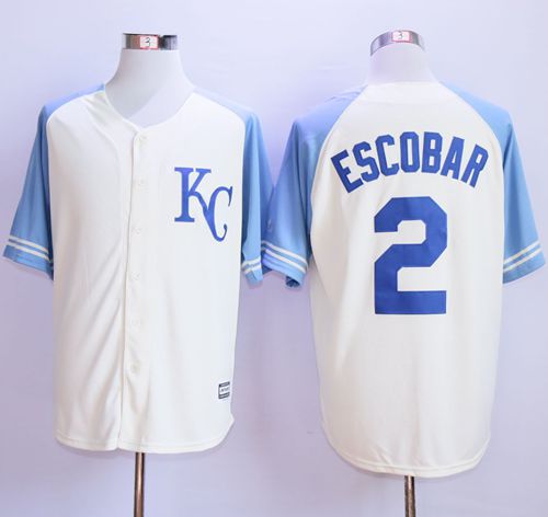 Royals #2 Alcides Escobar Cream Exclusive Vintage Stitched Jersey - Zenithce