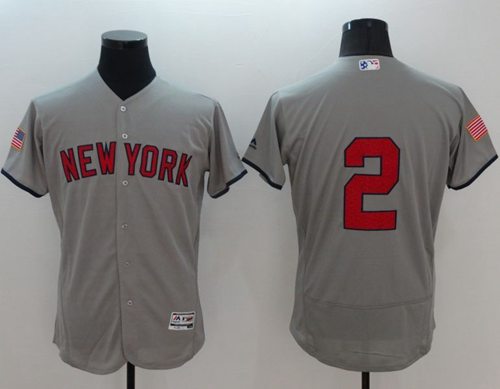 Yankees #2 Derek Jeter Grey Fashion Stars Stripes Flexbase Authentic Stitched Jersey - Zenithce