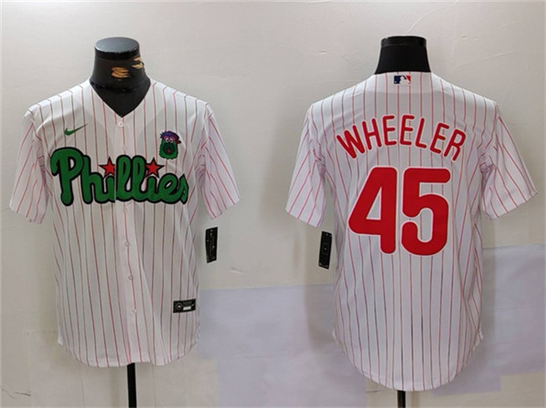 Philadelphia Phillies #45 Zack Wheeler White Green Cool Base Stitched Jersey - Zenithce