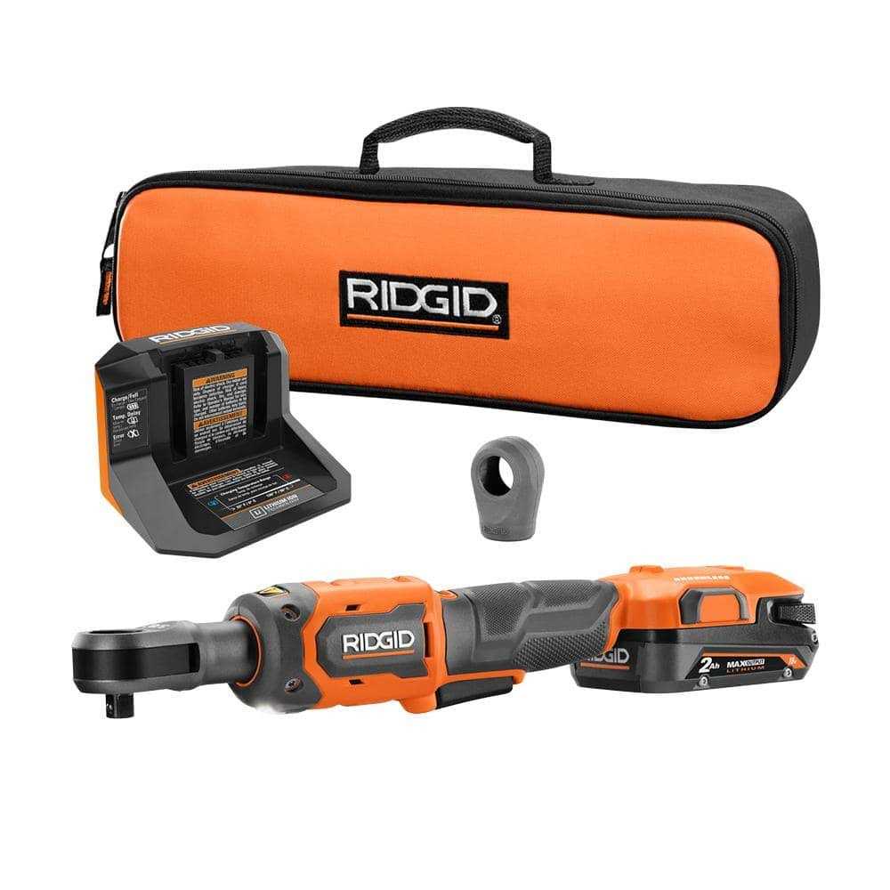 RIDGID 18V Brushless Cordless Ratchet 2.0 Ah Battery and Charger - Zenithce