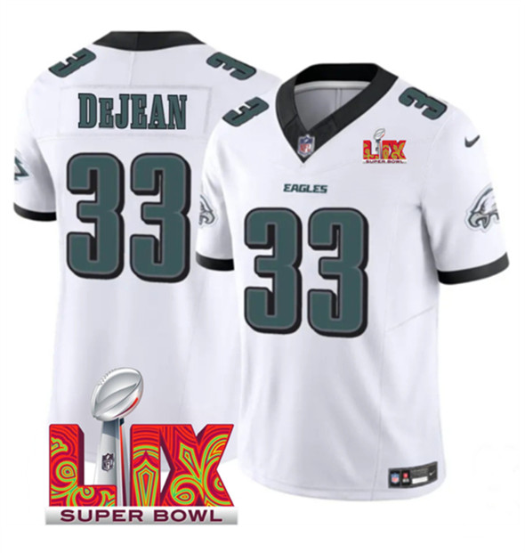 Philadelphia Eagles #33 Cooper DeJean White 2025 Super Bowl LIX Patch Vapor Untouchable Limited Stitched Jersey - Zenithce