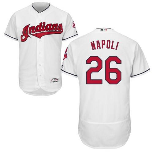 Indians #26 Mike Napoli White Flexbase Authentic Collection Stitched Jersey - Zenithce