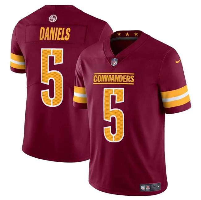 Washington Commanders #5 Jayden Daniels Burgundy 2024 Draft Vapor Limited Stitched Jersey - Zenithce