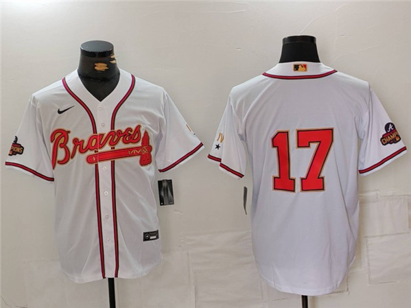 Atlanta Braves #17 Andy Messersmith White Gold World Series Champions Cool Base Stitched Jersey - Zenithce