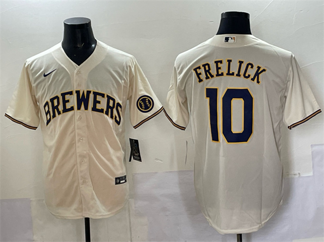 Milwaukee Brewers #10 Sal Frelick Cream Cool Base Stitched Jersey - Zenithce