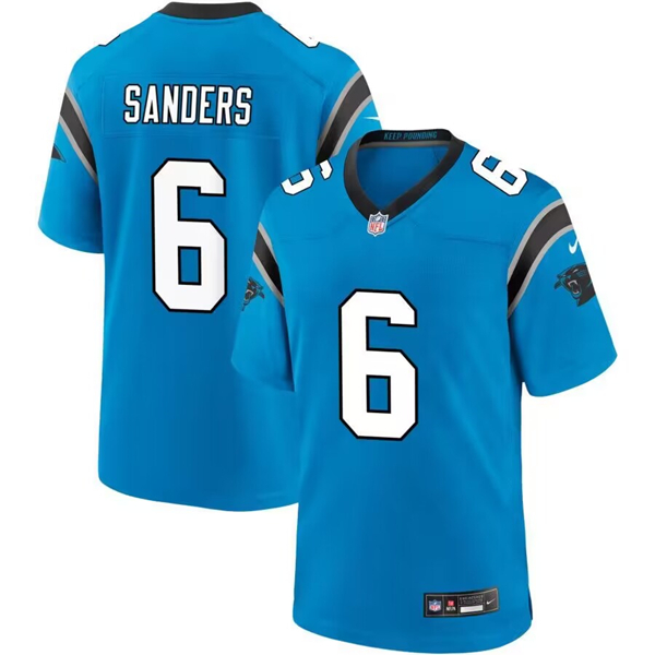 Carolina Panthers #6 Miles Sanders Blue Stitched Game Jersey - Zenithce