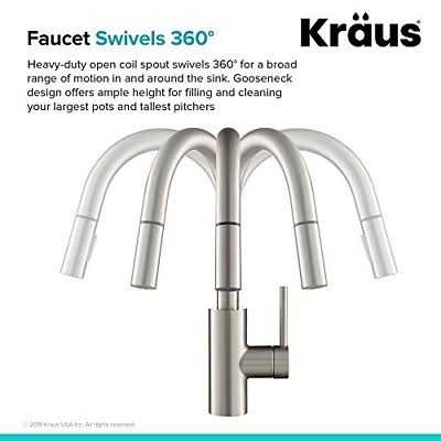 Kraus Oletto Pull-Down Kitchen Faucet and Purita Water Filter Faucet Combo KPF-2620-FF-100SFS - Zenithce