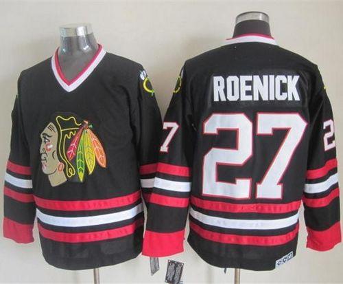 Blackhawks #27 Jeremy Roenick Black CCM Throwback Stitched Jersey - Zenithce