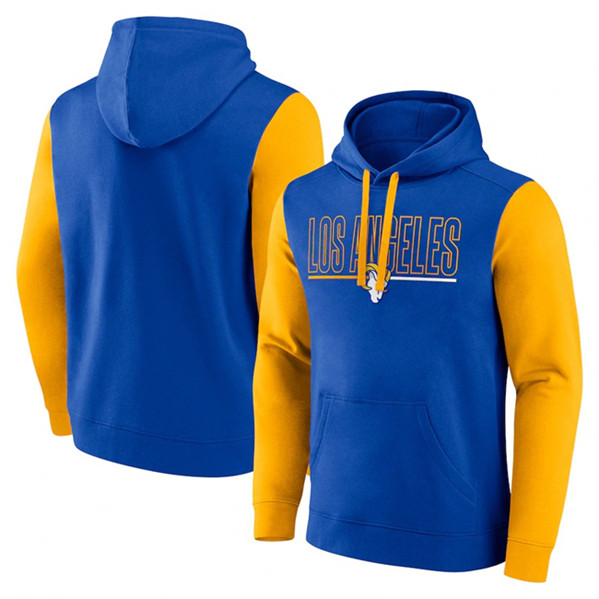 Los Angeles Rams Royal Gold Outline Pullover Hoodie - Zenithce