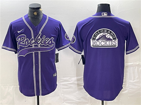 Colorado Rockies Purple Team Big Logo Cool Base Stitched Jersey - Zenithce