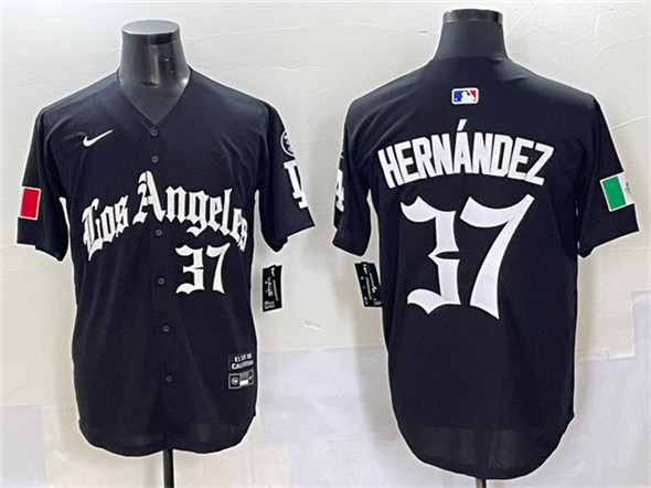 Los Angeles Dodgers #37 Teoscar Hernández Black 2025 LA Gothic Style With Fernando Patch Vapor Premier Limited Stitched Jersey - Zenithce