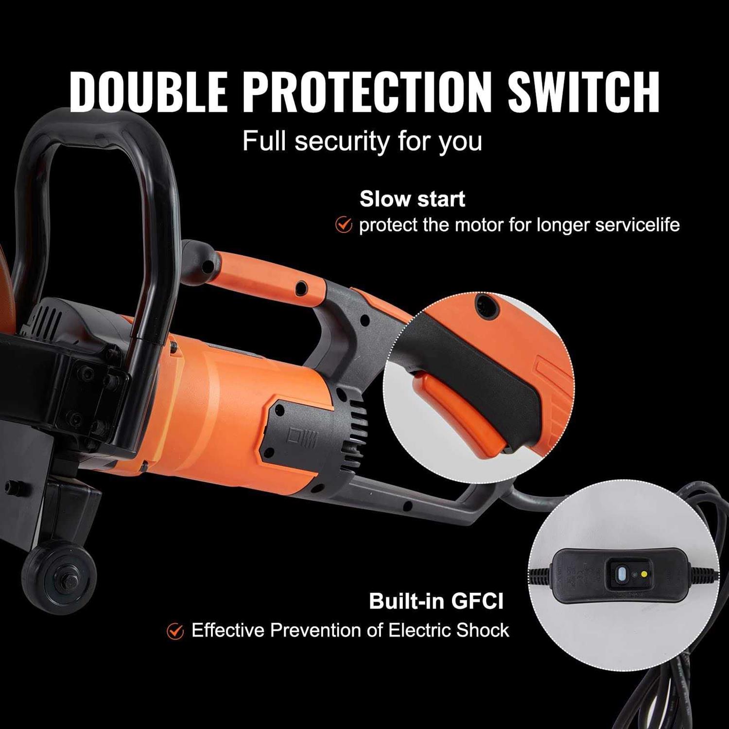 VEVOR Electric Concrete Saw, 7 Blade with 3 inch Max Cutting Depth, Wet/Dry Sawing with Blade and Tools for Granite - Zenithce