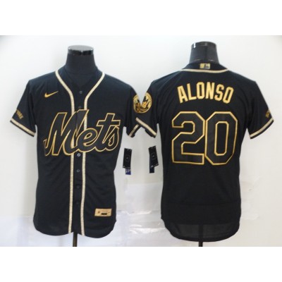 New York Mets #20 Pete Alonso Black Gold Flex Base Stitched Jersey - Zenithce