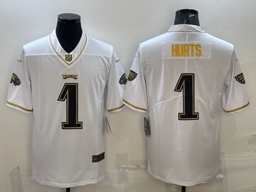 Philadelphia Eagles #1 Jalen Hurts White Gold Limited Stitched Jersey - Zenithce