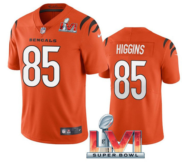 Cincinnati Bengals #85 Tee Higgins Orange 2022 Super Bowl LVI Vapor Limited Stitched Jersey - Zenithce