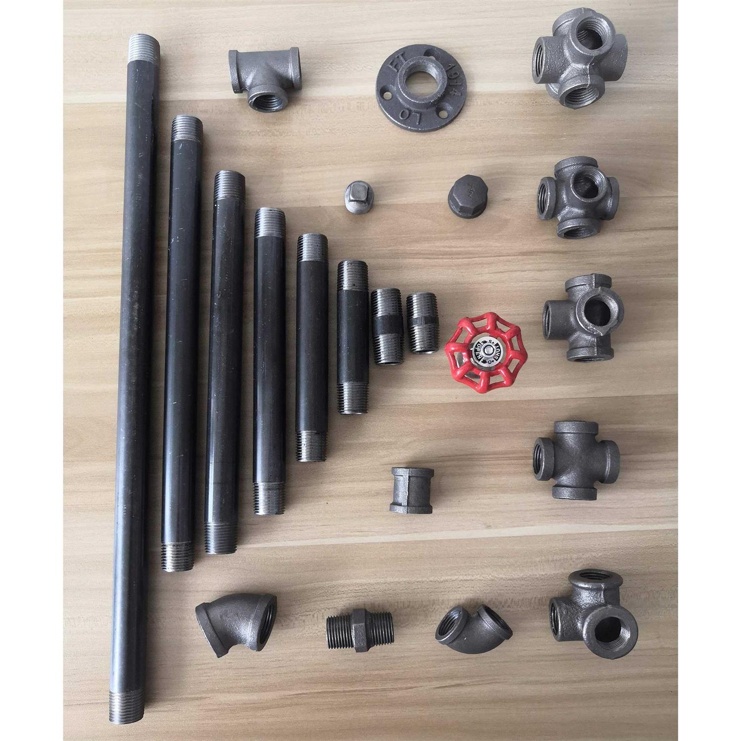 GeilSpace 3/4 Heavy Duty Pre-Cut Grey Metal Pipe, Industrial Steel Fits Standard 3/4 Inch Threaded Pipes and Fittings - Zenithce