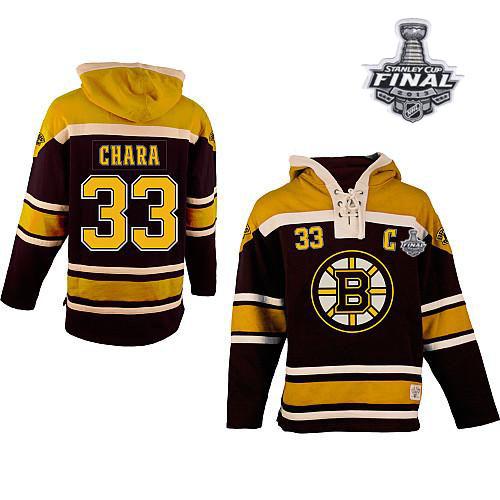 Bruins Stanley Cup Finals Patch #33 Zdeno Chara Black Sawyer Hooded Sweatshirt Stitched Jersey - Zenithce