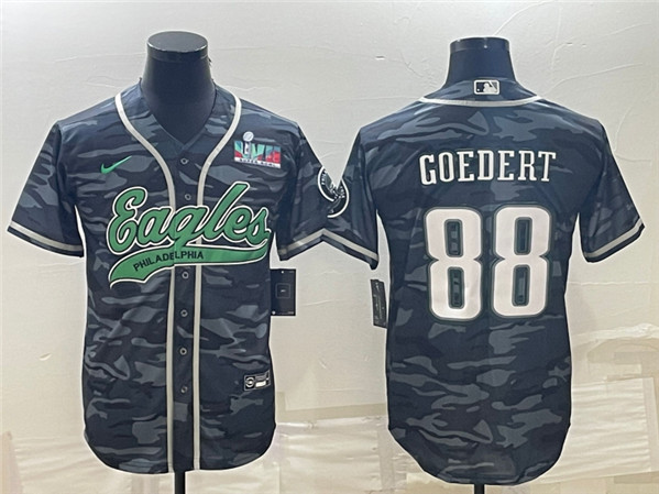 Philadelphia Eagles #88 Dallas Goedert Gray Camo With Super Bowl LVII Patch Cool Base Stitched Jersey - Zenithce