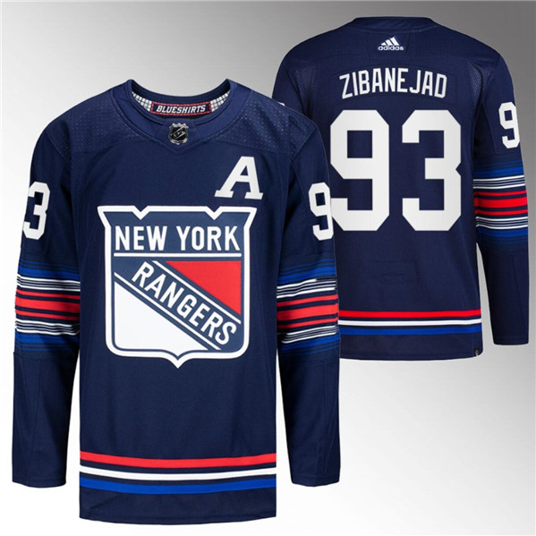 New York Rangers #93 Mika Zibanejad Navy Stitched Jersey - Zenithce