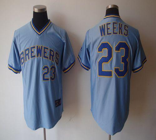 Brewers #23 Rickie Weeks Light Blue Cooperstown Stitched Jersey - Zenithce