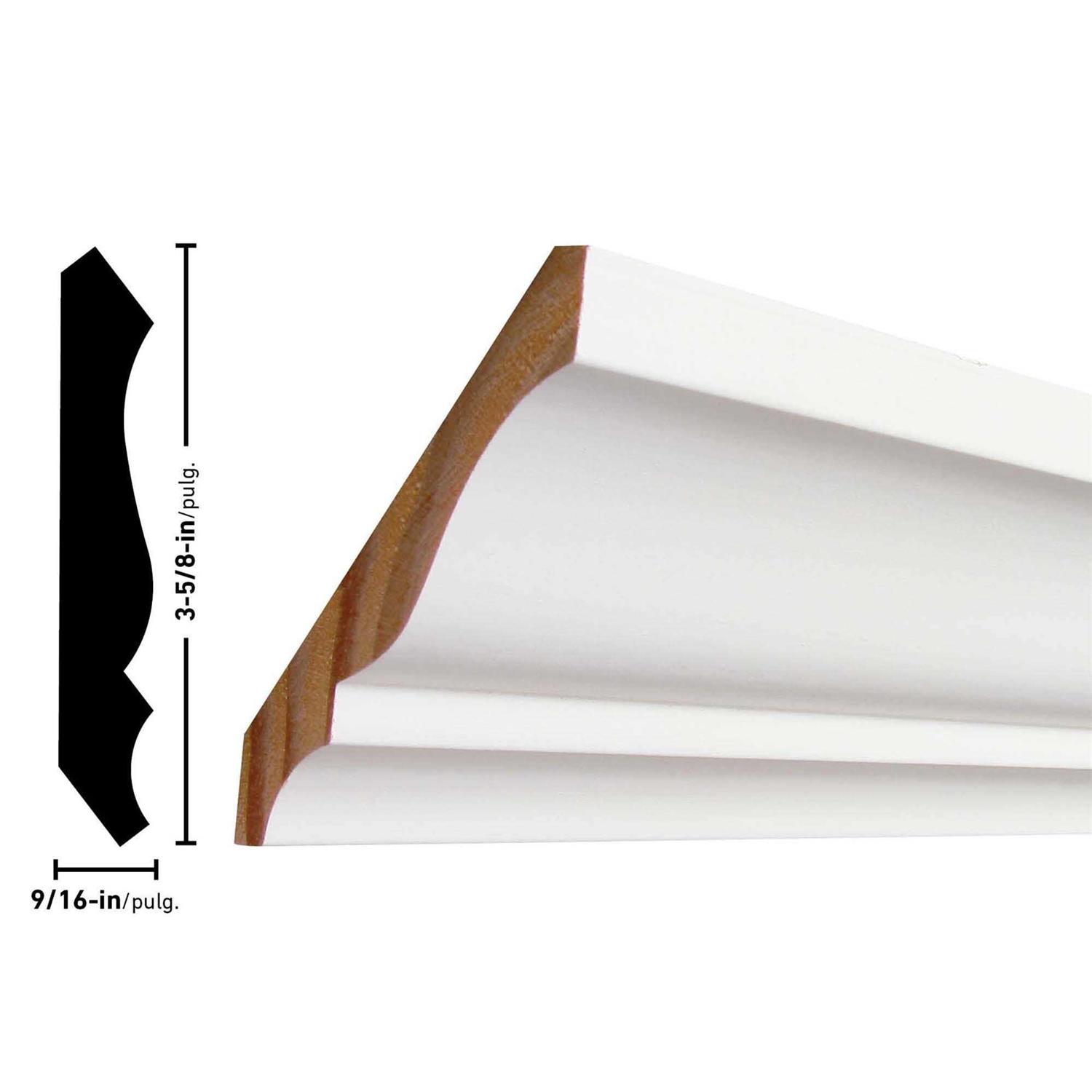 RELIABILT 3-5/8-in x 12-ft Pine Primed Crown Moulding C 4912FJPMD - Zenithce
