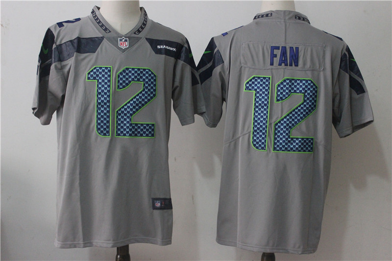 Seattle Seahawks #12 Fan Grey Stitched Vapor Untouchable Limited Nike Jersey - Zenithce